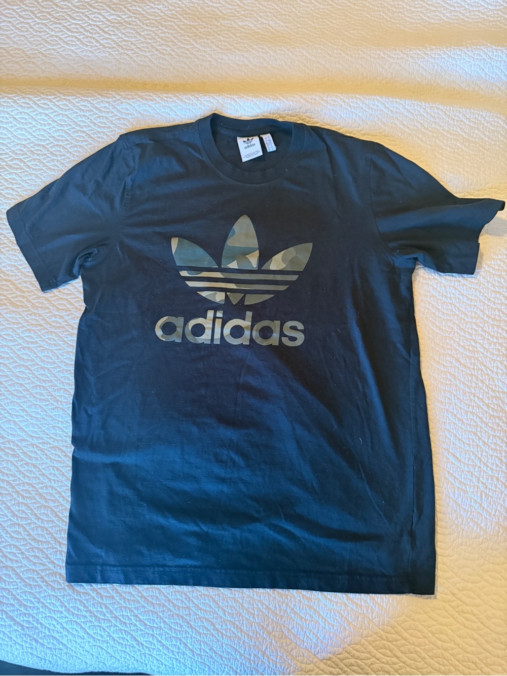 adidas Black Tee with Camouflage Trefoil Logo